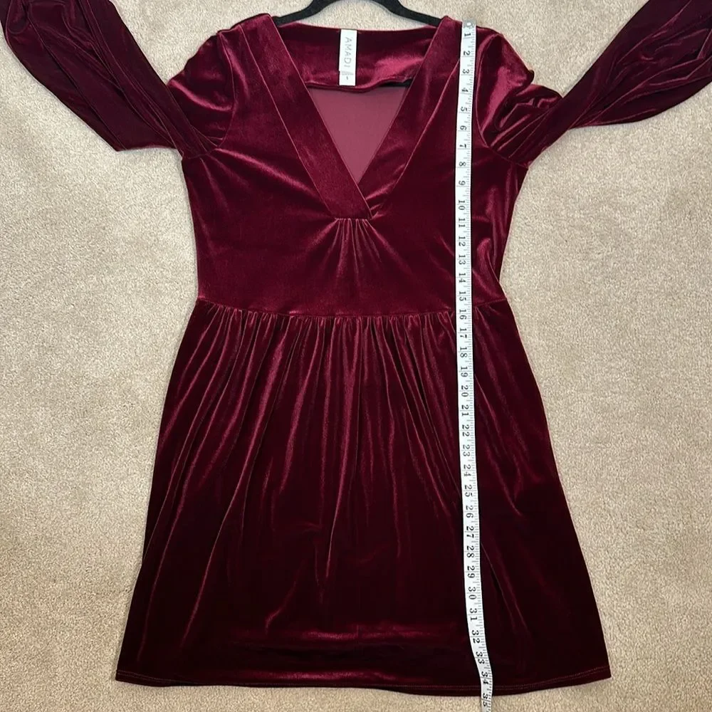 Anthropologie Amadi Greta Velvet Tunic Red Mini Dress Holiday Christmas Small - Picture 8 of 9